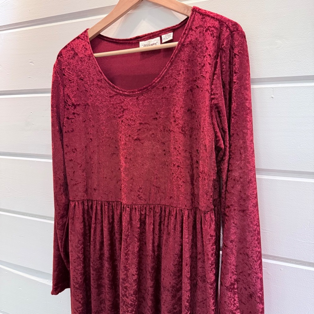 Velvet Dress Womens M Burgundy Long Full Floor Length Basic Glam Whimsigoth Maxi